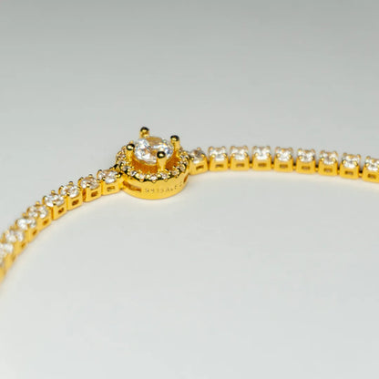 Pandora Timeless Teniska Narukvica Sparkling Halo (Posebna Pandora legura metala s 14k pozlatom)