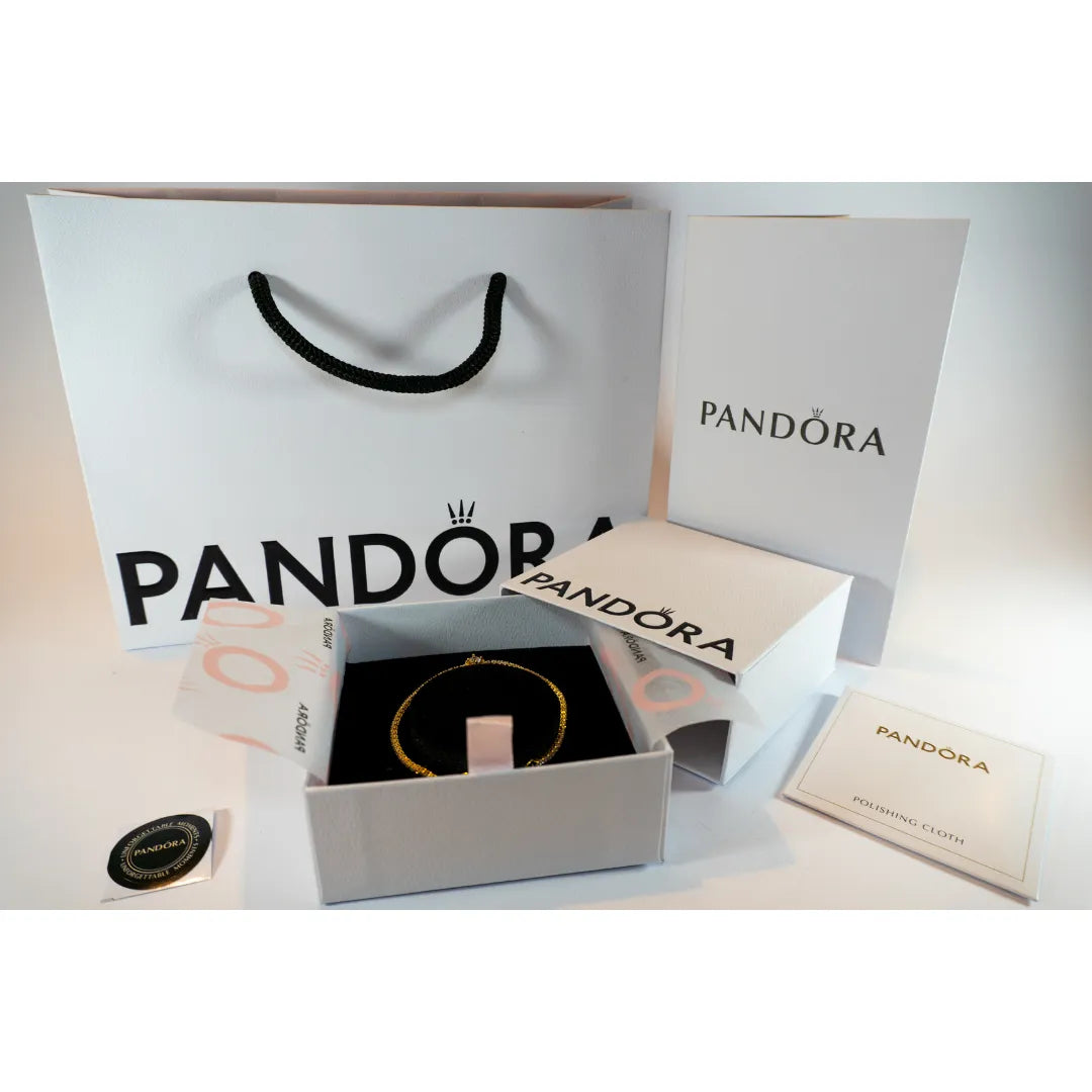 Pandora Timeless Teniska Narukvica Sparkling Halo (Posebna Pandora legura metala s 14k pozlatom)