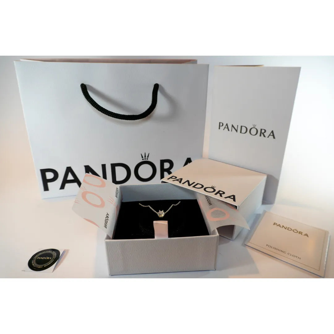 Pandora Timeless Ogrlica s Visećim Privjeskom Dva Srca (Srebro 925)