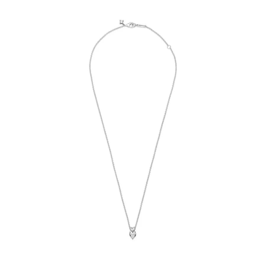 Pandora Timeless Ogrlica s Visećim Privjeskom Dva Srca (Srebro 925)