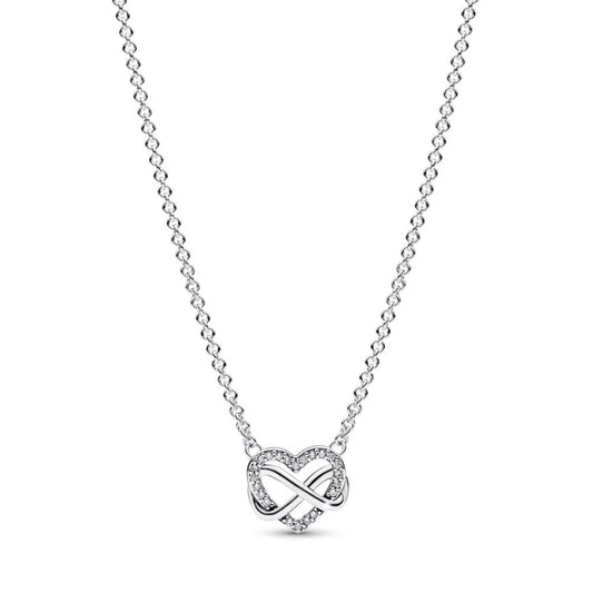 Pandora Ogrlica Blistavo Srce s Beskonačnošću (Srebro 925)
