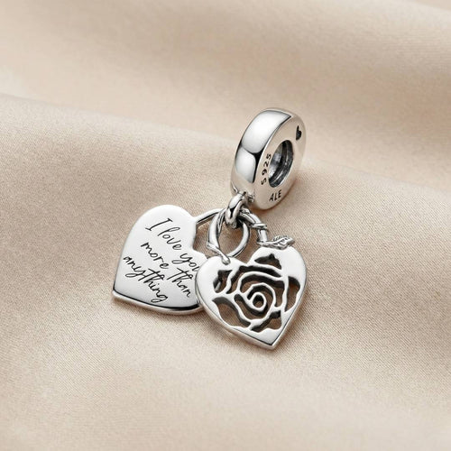 Pandora Viseći Privjesak Lokot u Obliku Srca s Ružom (Srebro 925)