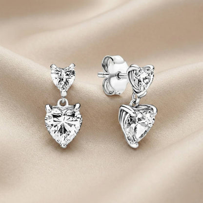 Pandora Timeless Naušnice “Dva Srca” sa Skrivenom Kopčom (Srebro 925)