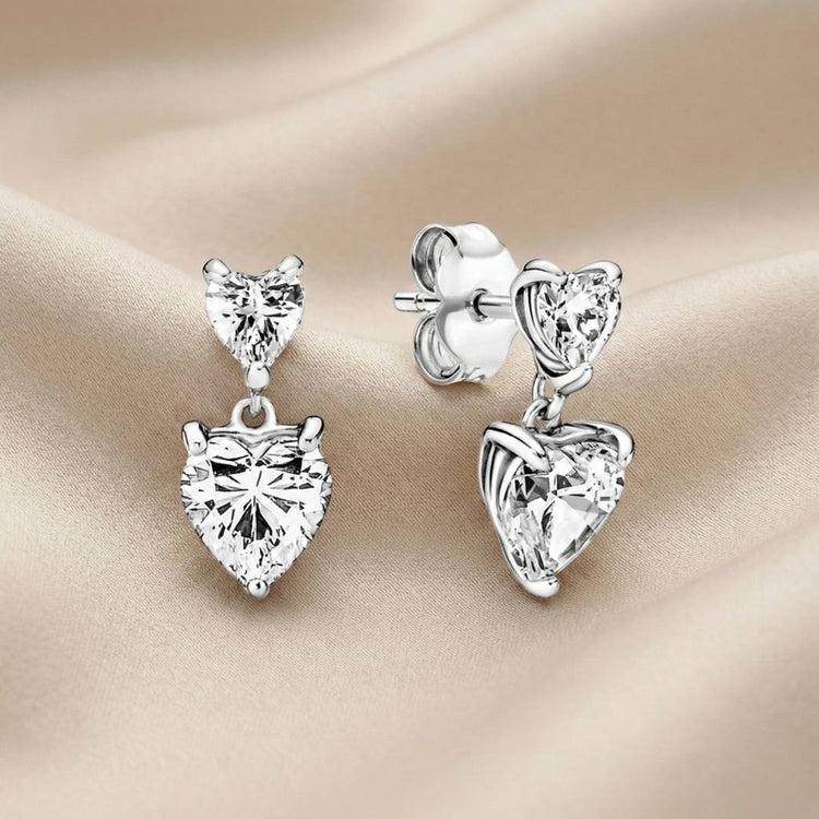 Pandora Timeless Naušnice “Dva Srca” sa Skrivenom Kopčom (Srebro 925)