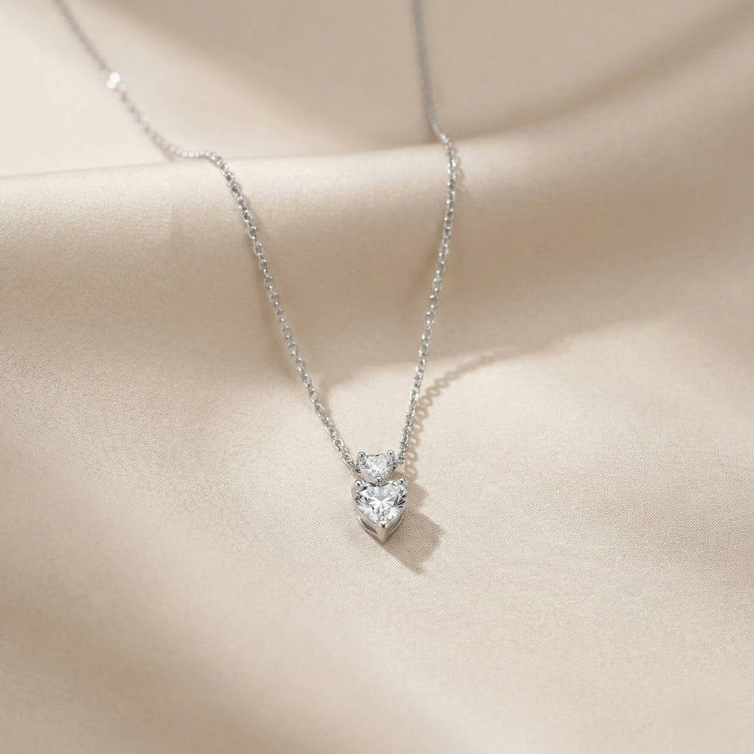 Pandora Timeless Ogrlica s Visećim Privjeskom Dva Srca (Srebro 925)