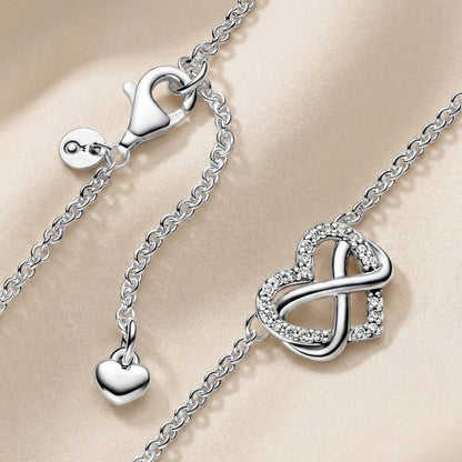 Pandora Ogrlica Blistavo Srce s Beskonačnošću (Srebro 925)