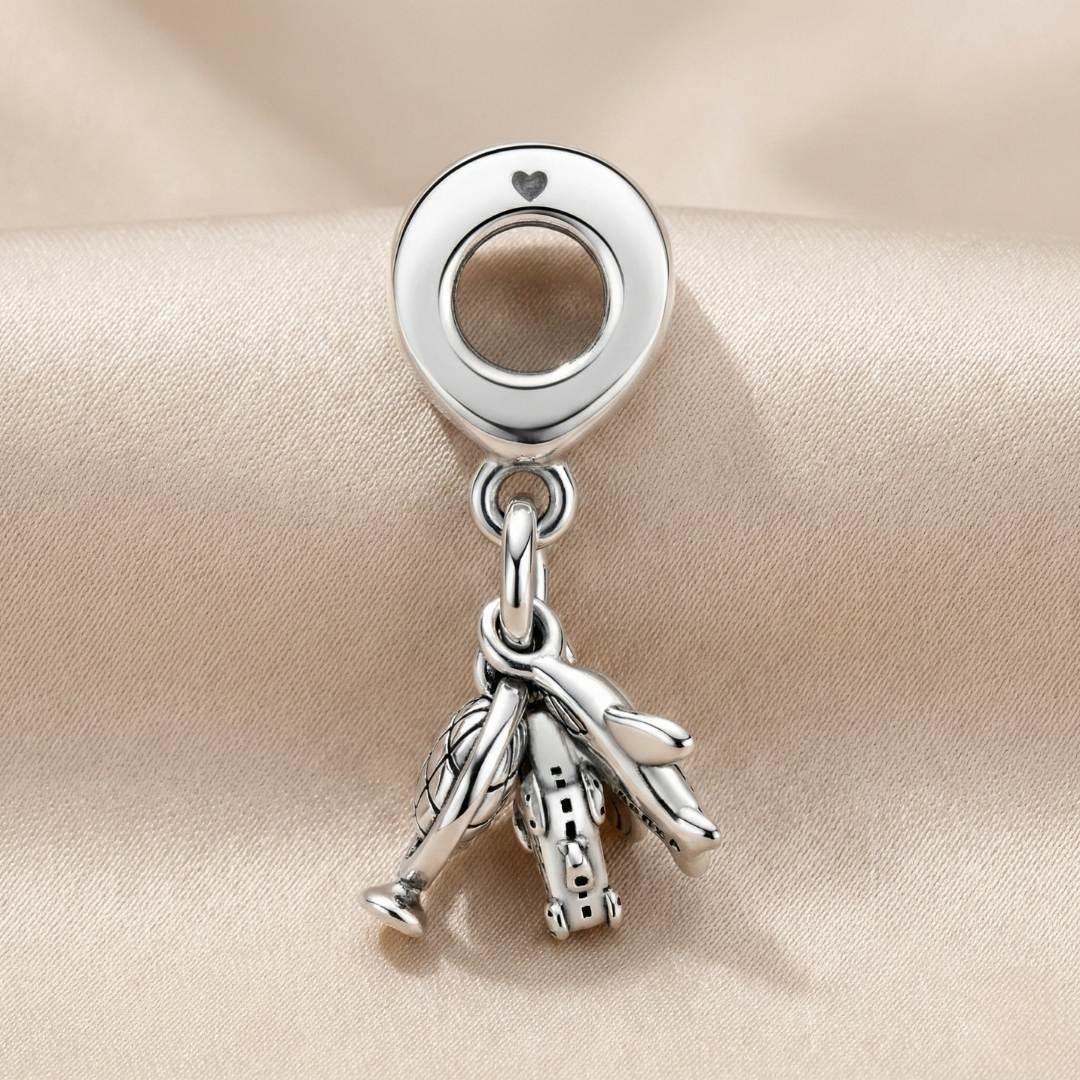 Pandora Viseći Privjesak Zrakoplov, Globus i Kofer (Srebro 925)