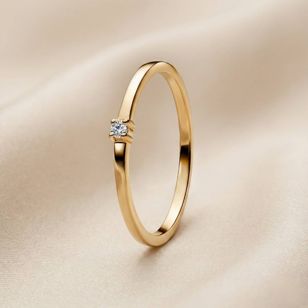 Pandora Era Prsten Jedan Sjajni Cirkon (Posebna Pandora legura metala s 14k pozlatom)