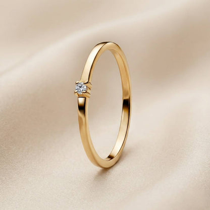 Pandora Era Prsten Jedan Sjajni Cirkon (Posebna Pandora legura metala s 14k pozlatom)