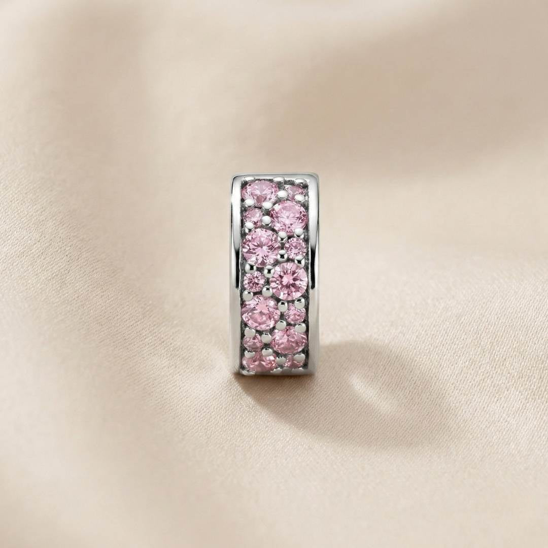 Pandora Kopča Ružičasti Pavé (Srebro 925)