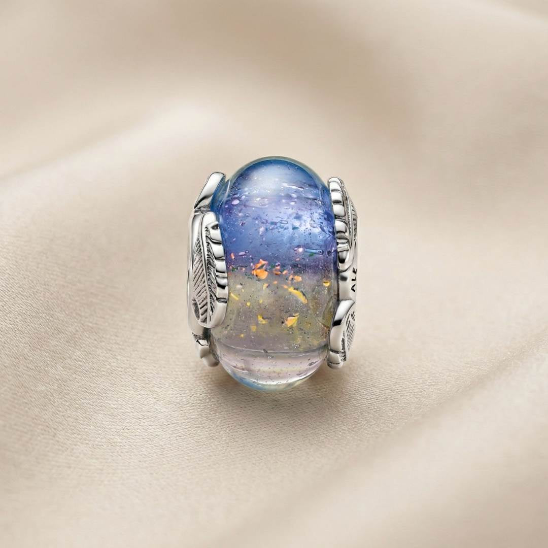 Pandora Privjesak Murano Staklo u Više Boja i Zakrivljeno Pero (Pandora legura metala)