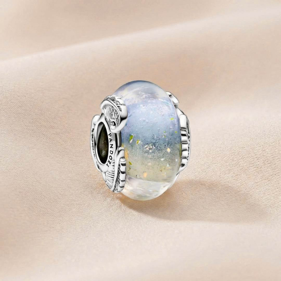 Pandora Privjesak Murano Staklo u Više Boja i Zakrivljeno Pero (Pandora legura metala)