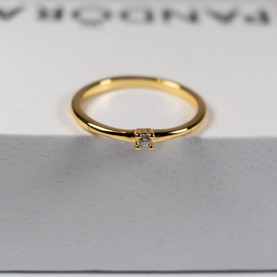 Pandora Era Prsten Jedan Sjajni Cirkon (Posebna Pandora legura metala s 14k pozlatom)