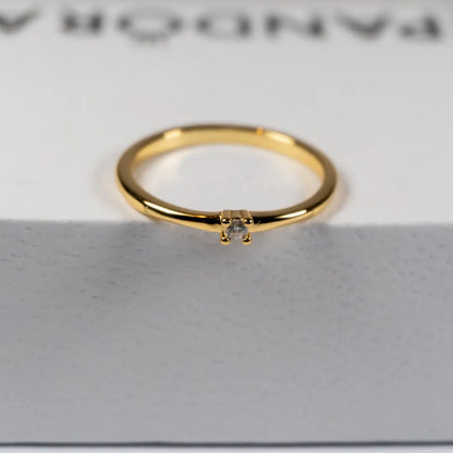 Pandora Era Prsten Jedan Sjajni Cirkon (Posebna Pandora legura metala s 14k pozlatom)