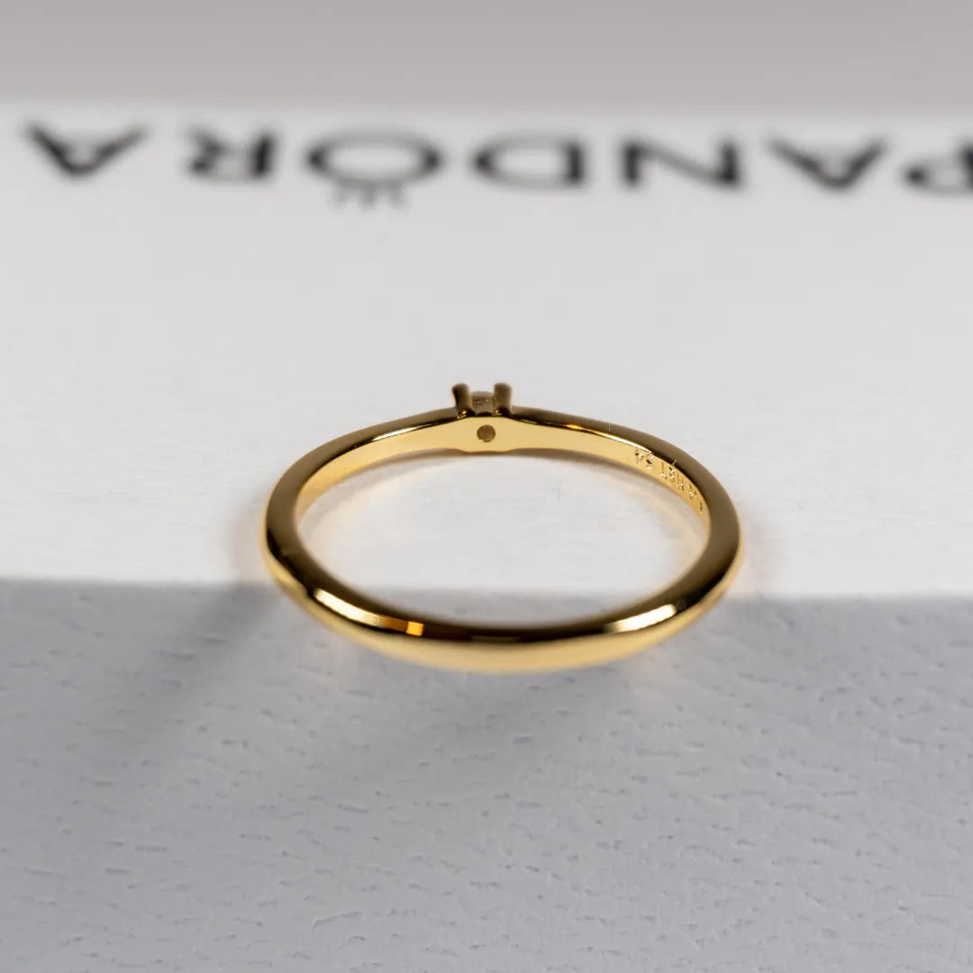 Pandora Era Prsten Jedan Sjajni Cirkon (Posebna Pandora legura metala s 14k pozlatom)