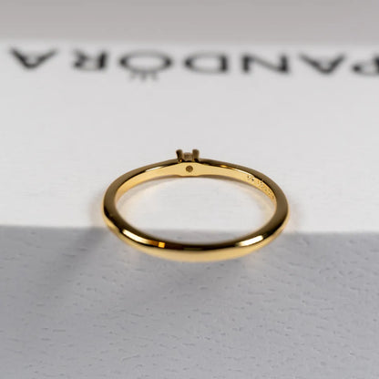 Pandora Era Prsten Jedan Sjajni Cirkon (Posebna Pandora legura metala s 14k pozlatom)