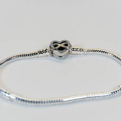 Pandora Narukvica sa zmijskim vezom & blistavom srčanom kopčom (Srebro 925)