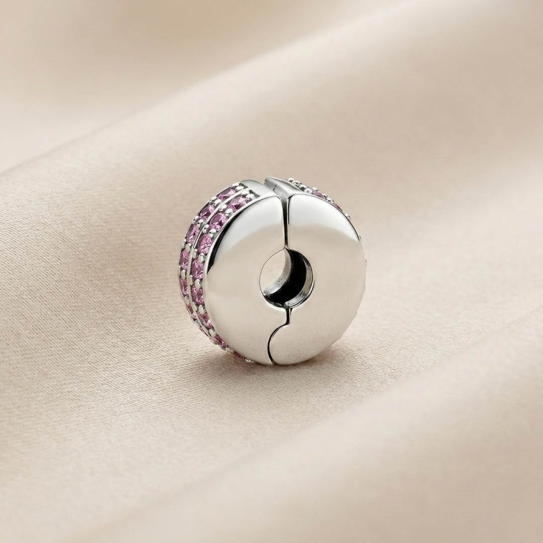 Pandora Kopča Ružičasti Pavé (Srebro 925)