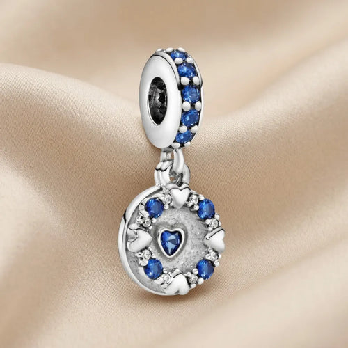 Pandora Viseći Privjesak Medaljon Srca s Plavim Cirkonima (Srebro 925)