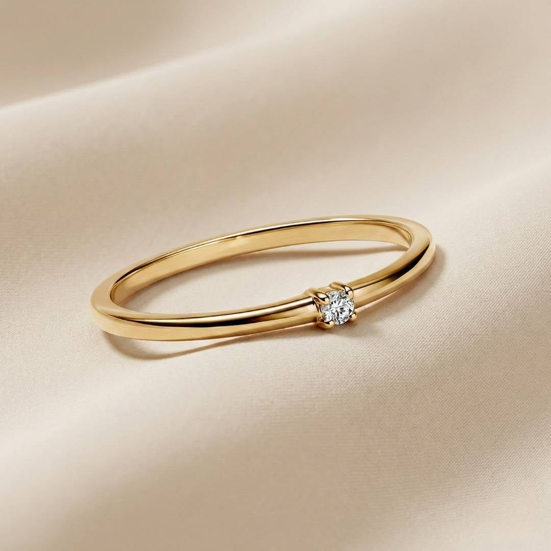 Pandora Era Prsten Jedan Sjajni Cirkon (Posebna Pandora legura metala s 14k pozlatom)