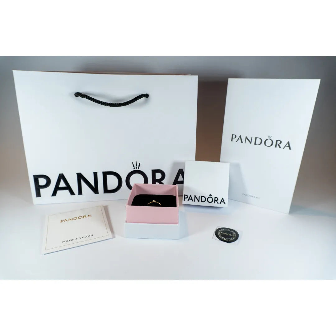 Pandora Era Prsten Jedan Sjajni Cirkon (Posebna Pandora legura metala s 14k pozlatom)