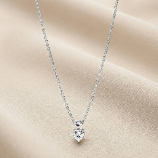 Pandora Timeless Ogrlica s Visećim Privjeskom Dva Srca (Srebro 925)