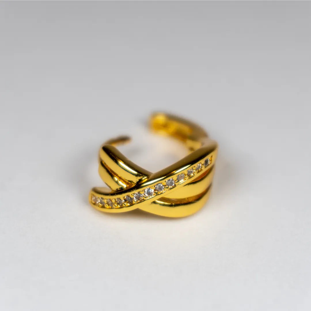 Pandora Signature Ukrštene Pavé Naušnice Alke (Posebna Pandora legura metala s 14k pozlatom)