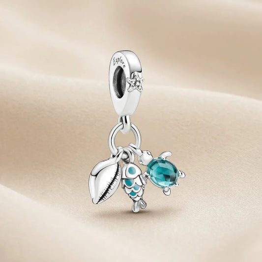 Pandora Viseći Privjesak Ocean – Riba, Kornjača i Školjka (Srebro 925)