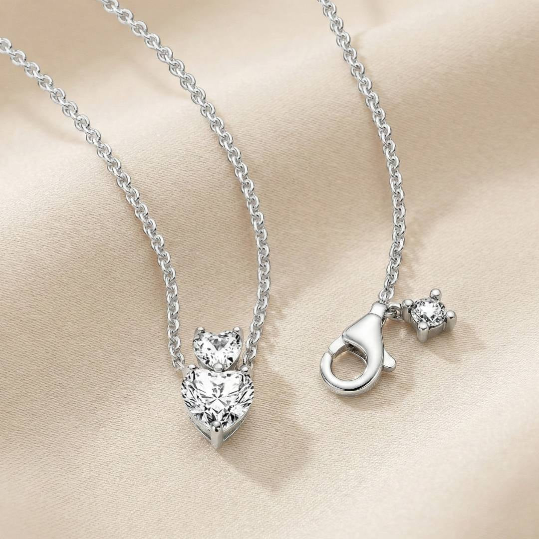 Pandora Timeless Ogrlica s Visećim Privjeskom Dva Srca (Srebro 925)