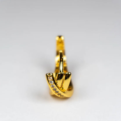 Pandora Signature Ukrštene Pavé Naušnice Alke (Posebna Pandora legura metala s 14k pozlatom)