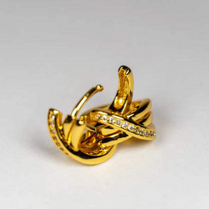 Pandora Signature Ukrštene Pavé Naušnice Alke (Posebna Pandora legura metala s 14k pozlatom)