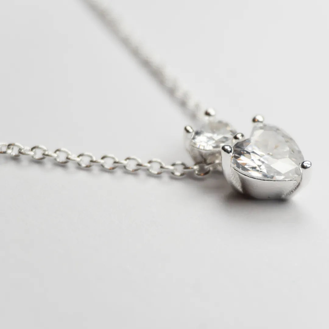 Pandora Timeless Ogrlica s Visećim Privjeskom Dva Srca (Srebro 925)