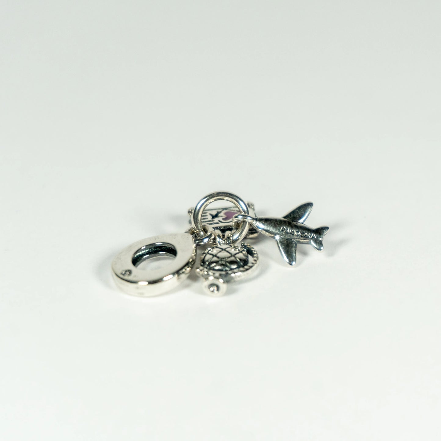 Pandora Viseći Privjesak Zrakoplov, Globus i Kofer (Srebro 925)