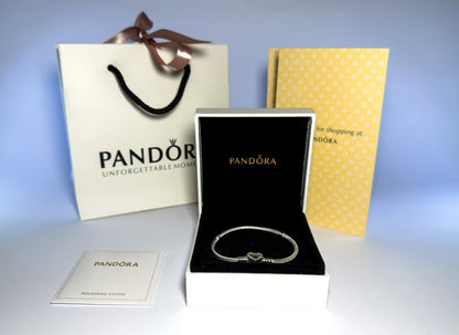 Pandora Narukvica sa zmijskim vezom & blistavom srčanom kopčom (Srebro 925)