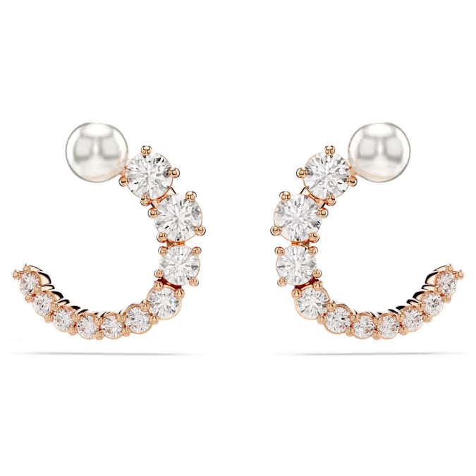Swarovski Matrix Pearl Hoop Naušnice (pozlaćene ružičastim zlatom, kristalni biser)