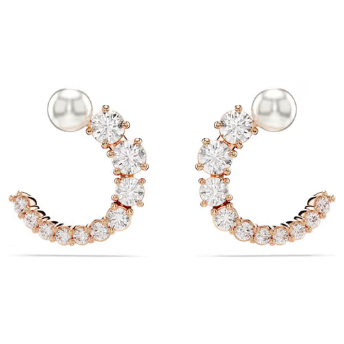 Swarovski Matrix Pearl Hoop Naušnice (pozlaćene ružičastim zlatom, kristalni biser)