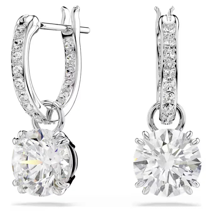 Swarovski Stilla Drop Naušnice (Rhodium Plated, Round Cut Zirconia)
